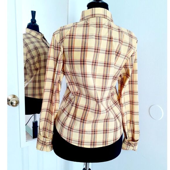 SOHO Babe Camel Yellow Plaid Woven LS Button Shirt JR. Size Large NWT - Picture 4 of 14
